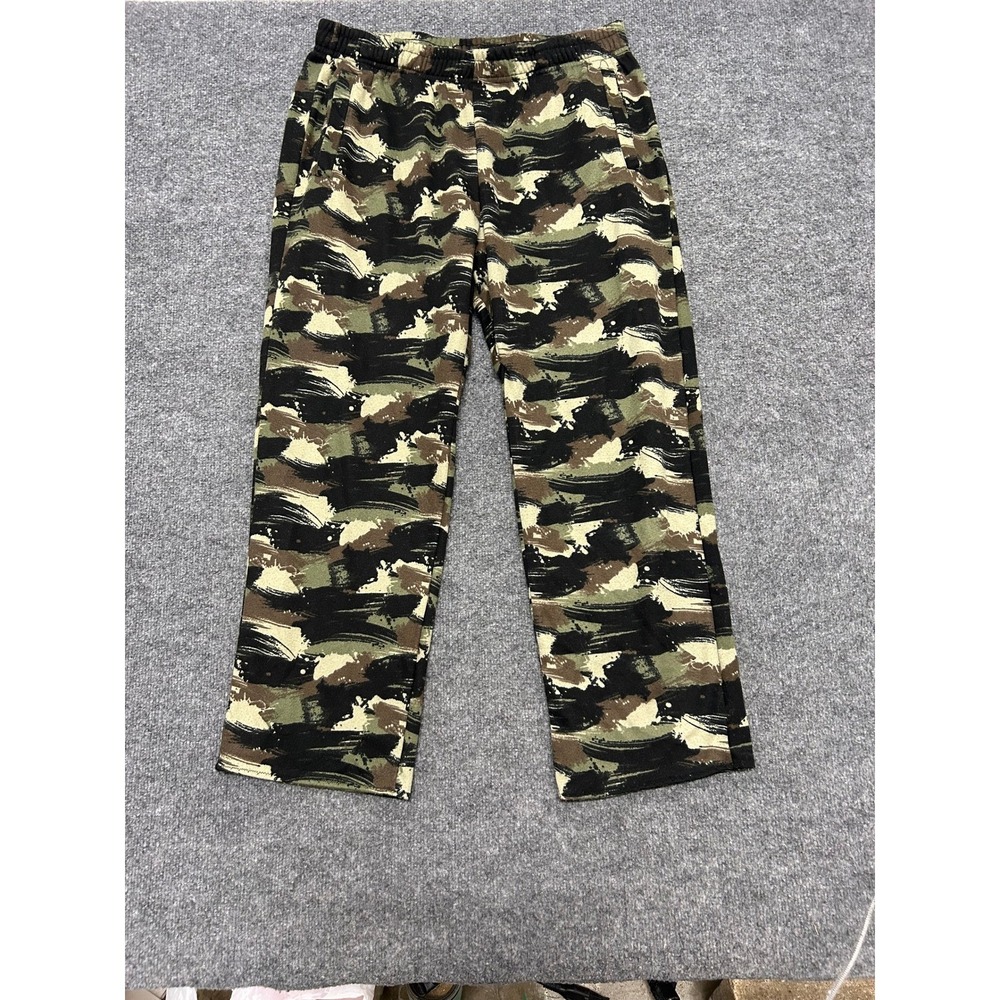 Unbranded Camo Pants Womens XXL Green Black Brushstroke Print Relaxed Streetwear